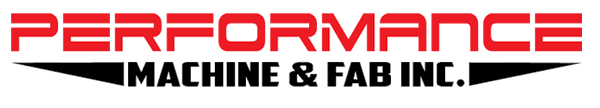 Performance Machine and Fab Black and red Logo