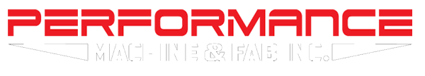 Performance Machine and Fab White and red Logo